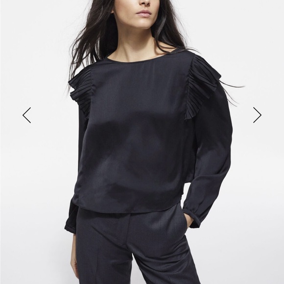 The Kooples Tops - The Kooples black ruffled blouse NWT Sz M